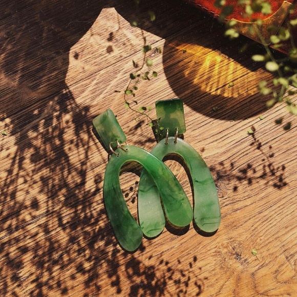 Jewelry - Exaggerating Shapes Statement Earrings Green